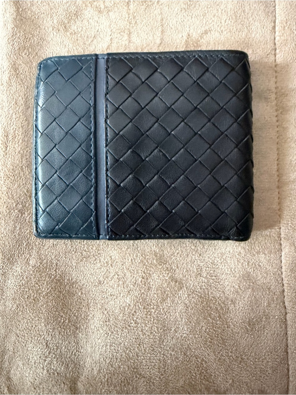 Bottega Veneta Black & Navy Blue Intrecciato Leather Bi-Fold Wallet, Classy! - Picture 2 of 16